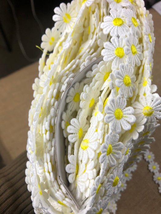 2-Color Venice Lace Trim, 1" Wide Two Color Daisy Flower Design, for Garments Children Bridal DIY Sewing Craft Veil Costume Scrapbook