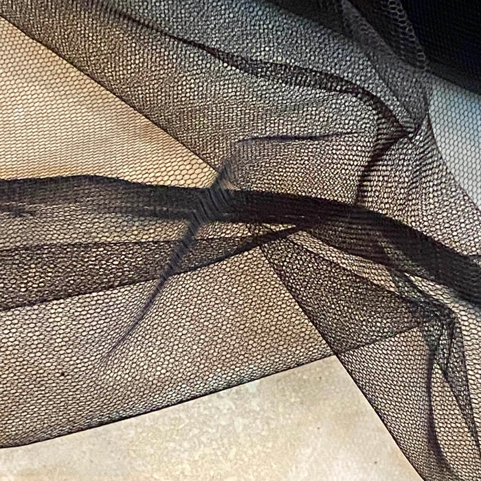 Halloween Net Fabric Semi stiff Petticoat Hard Net Tulle Mesh, not Very Stiff Gentle (50% stiffness), 56" Wide, Can-Can Net Black ⭐