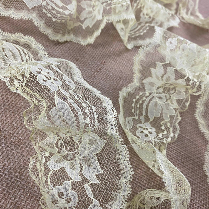 Ruffled Gathered Raschel Trim Lace , 3" Wide, for Garment Decoration Children Dress Curtain Towel Pillow Cushion and more.