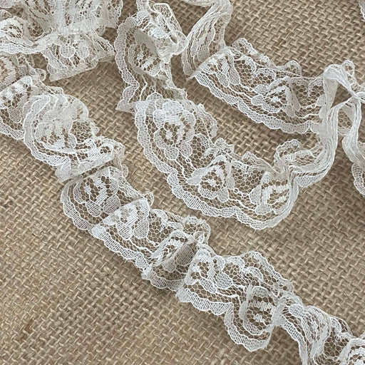 Altotux 3.75 White Gathered Ruffled Cotton Eyelet Lace Trim Lot Notions by  5 Yd 