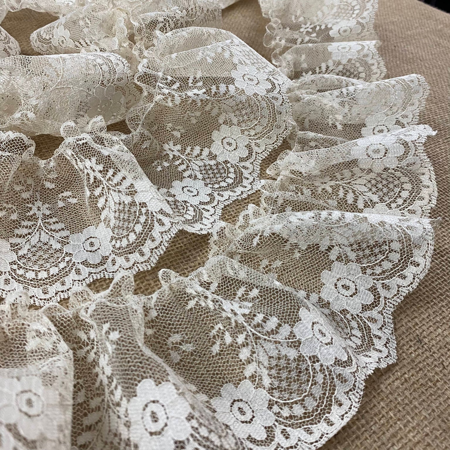 Buy Ruffle Lace Trim Online | Ruffled Gathered Trim Lace — Amore Lace ...