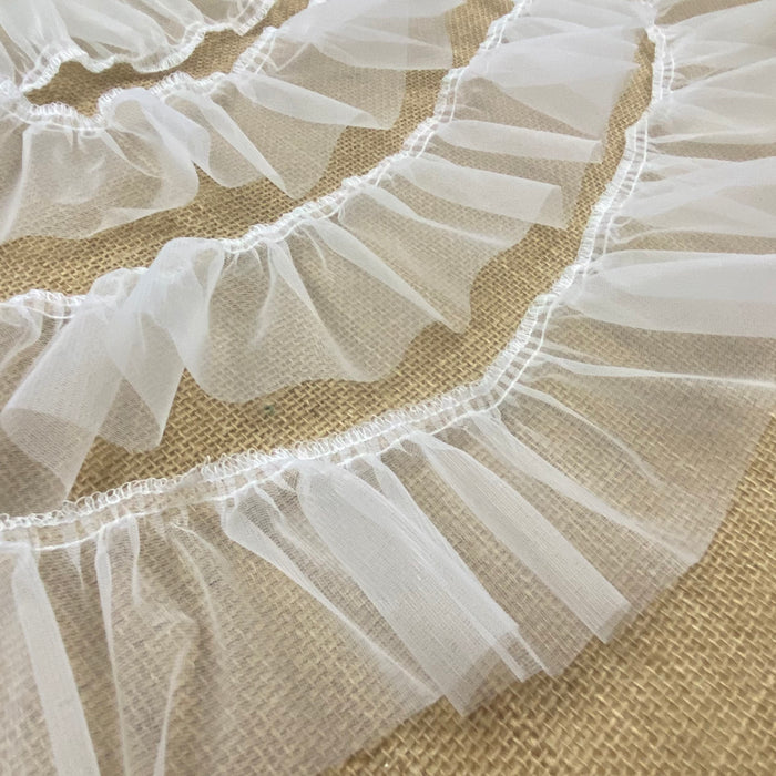 Ruffled Gathered Netting Tulle Mesh Trim Lace 3" Wide SKU R1589N1