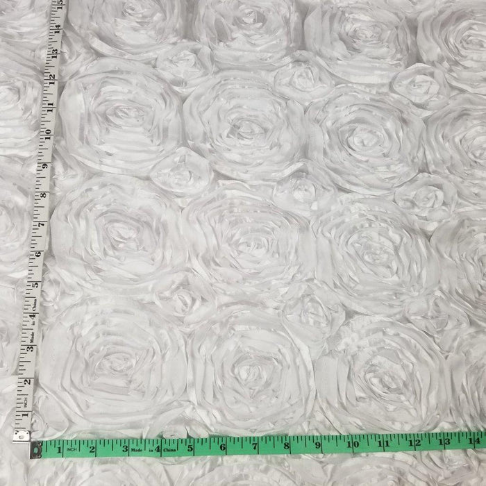 3D Satin Rosette Fabric, Satin Ribbon Circle Flower, 50" Wide, Choose Color, for Bridal Garment Costume Backdrop Table Cover Overlay DIY Sewing