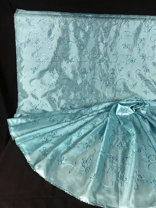 Embroidered Taffeta Fabric Full Allover Plus Shiny Sequins, 58" Wide, Choose Color, Use for Apparel Costumes Table Overlay Curtains DIY Sewing